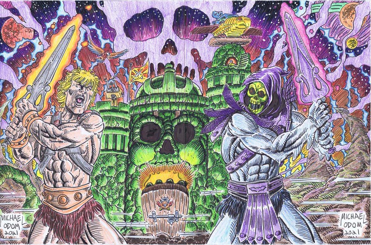 MichaelOdomArt's tweet photo. #MOTU40 #MOTU40th #MastersoftheUniverse #MOTU #heman #skeletor #castlegrayskull #pointdread #talonfighter #eternia #motuorigins @Vintage_MOTU https://t.co/VOBQRkHciQ