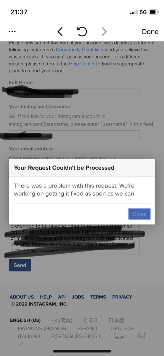 LozziHarper's tweet photo. @instagram @dino_comics Please fix this link so I can get my Insta reactivated! I posted a story of me and my dog and you instantly deactivated my account for no reason.. https://t.co/6oo9uBTA0F
