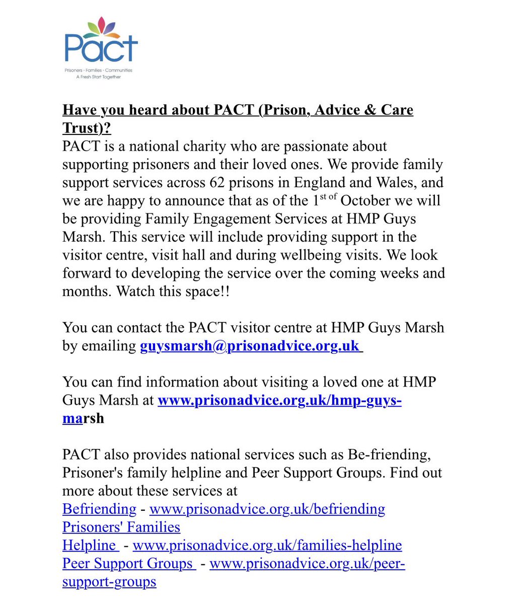Please find updated contact details and information for our new family provider PACT🚨