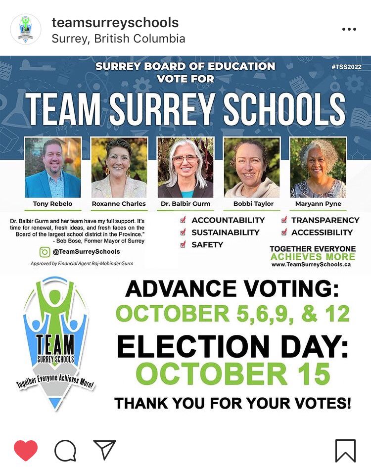 SemiahmooGirl's tweet photo. Last day for advanced voting 💚 Vote Team Surrey Schools #teamsurreyschools Together Everyone Achieves More ✨ https://t.co/sVuUTEFkpL