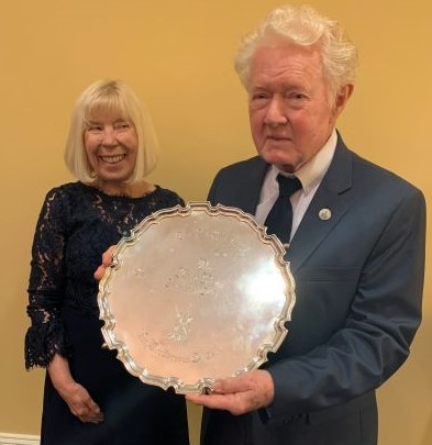 Museum board member Bob Shea received the Silver Salver Award from the Fire Mark Circle of the Americas. The Silver Salver is the most prestigious award given by the Fire Mark Circle and Bob is the only 2-time recipient. Congratulations Bob!
Pictured: Bob Shea and Carol Smith
