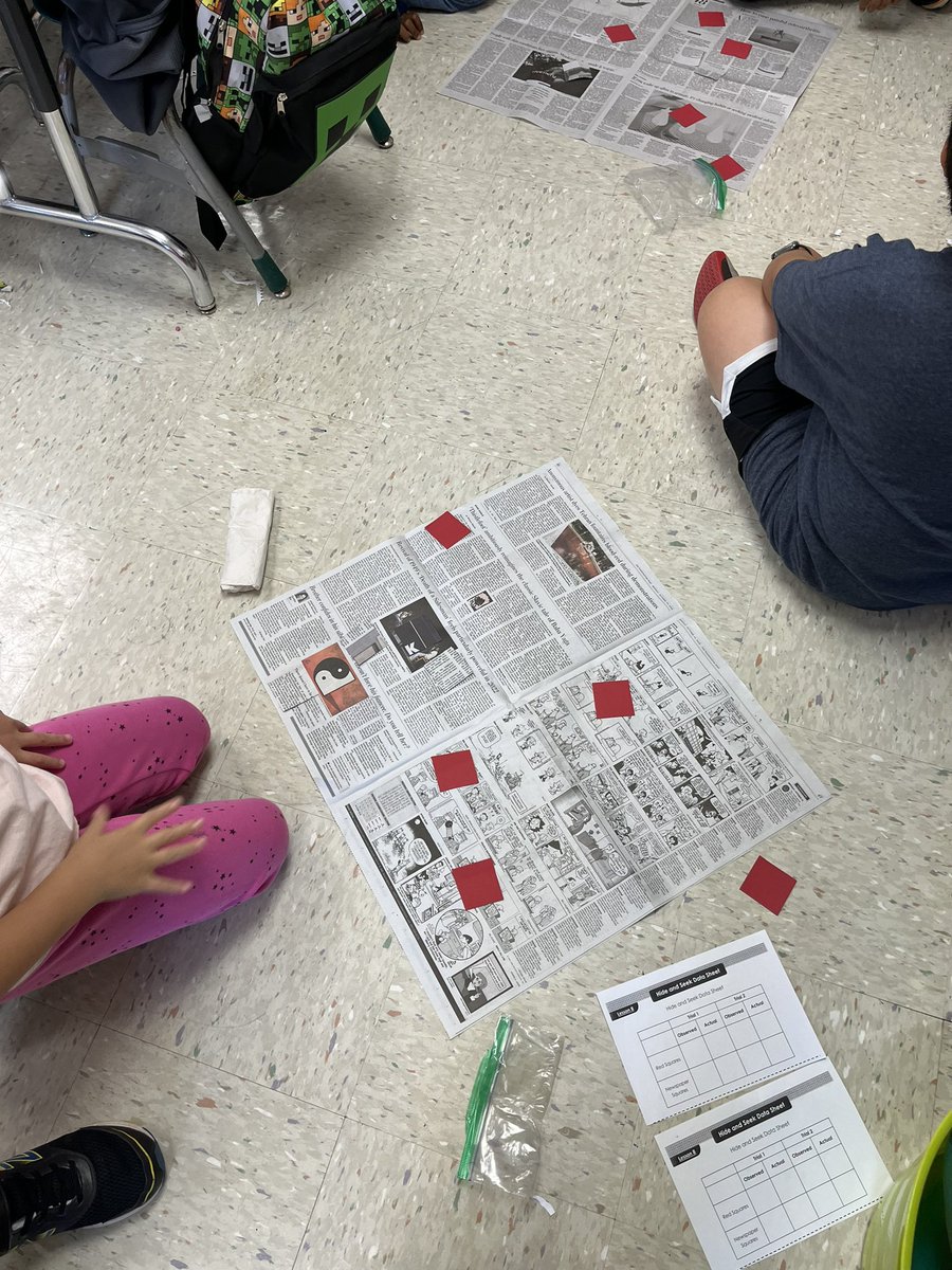 MrsNicholsonGBW's tweet photo. Camouflage as a physical adaptation. This experiment shows that. Can you spot the newspaper squares hidden in the large newspaper background? #gbwpride https://t.co/1e5uG9j3wH