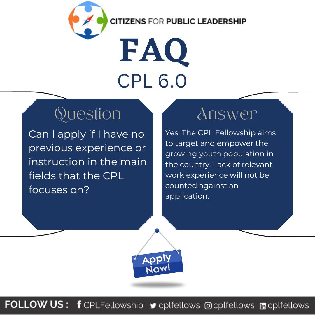 CPLFellows's tweet photo. You have Questions?
We have Answers
#happytohelpyou #cplfellow #FAQ
#ApplyNow #cplfellowship #publicpolicy #Leadership https://t.co/kpnIAs1JQM