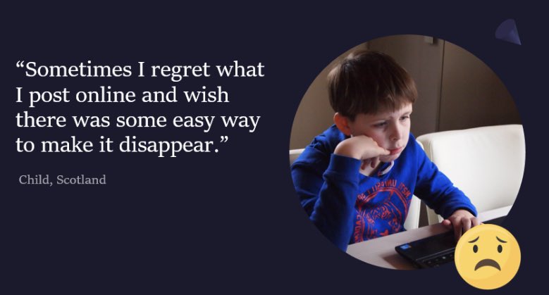 MflynnStrath's tweet photo. Although an anxiety inducing thought for many children, I feel it’s important for children to understand how posting online creates a digital footprint which isn’t easily deleted. (Children’s and Young People’s Voices - Digital Futures Comission: November 2020). #DigitalCultures https://t.co/6MTvo6xdoJ