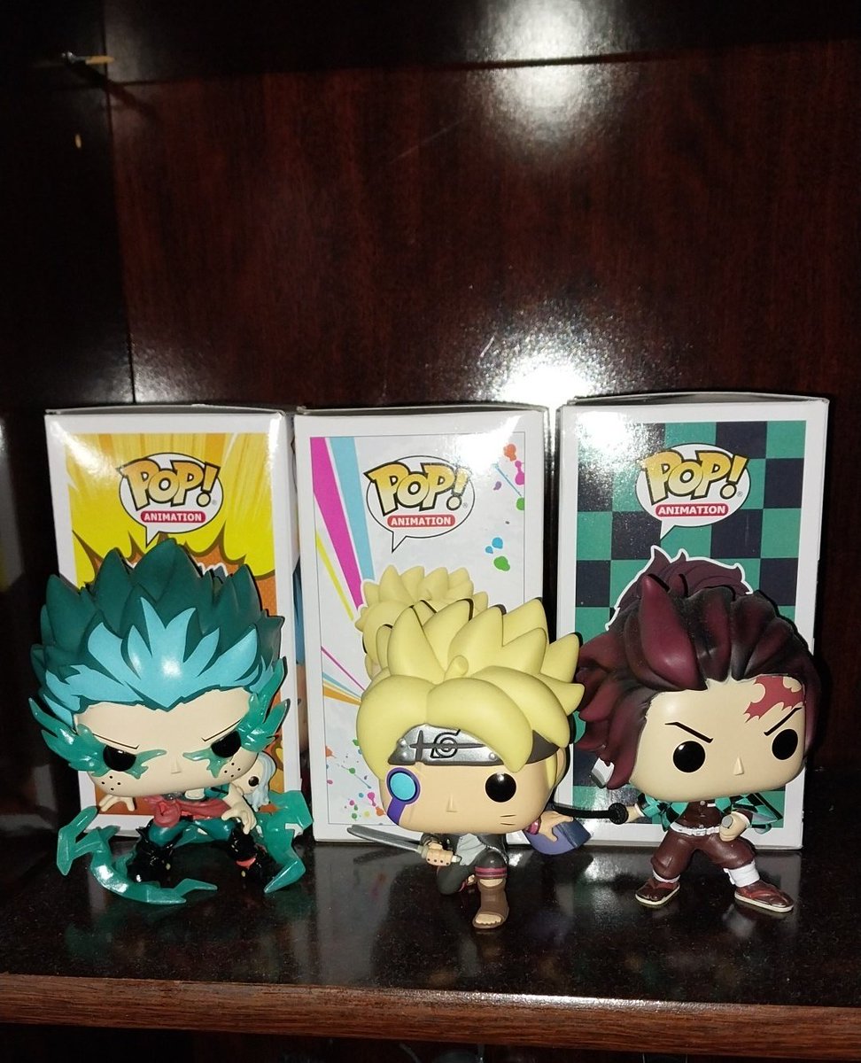 akatonio_'s tweet image. Just got these three. #funko #funkpops #Tanjiro #BORUTO #dekubaku