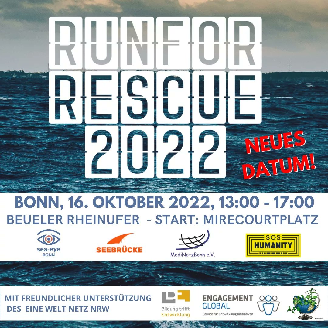 Seebruecke_Bonn's tweet photo. Am Sonntag, den 18.09. findet der #RunForRescue in #Bonn statt. Zwischen 09:00 und 17:00 könnt ihr eine 5 km lange Strecke am Beueler Rheinufer auf eure bevorzugte Fortbewegungsart zurücklegen und dabei Spenden für Seenotrettung sammeln. 1/3 https://t.co/hYxlECx3Ru