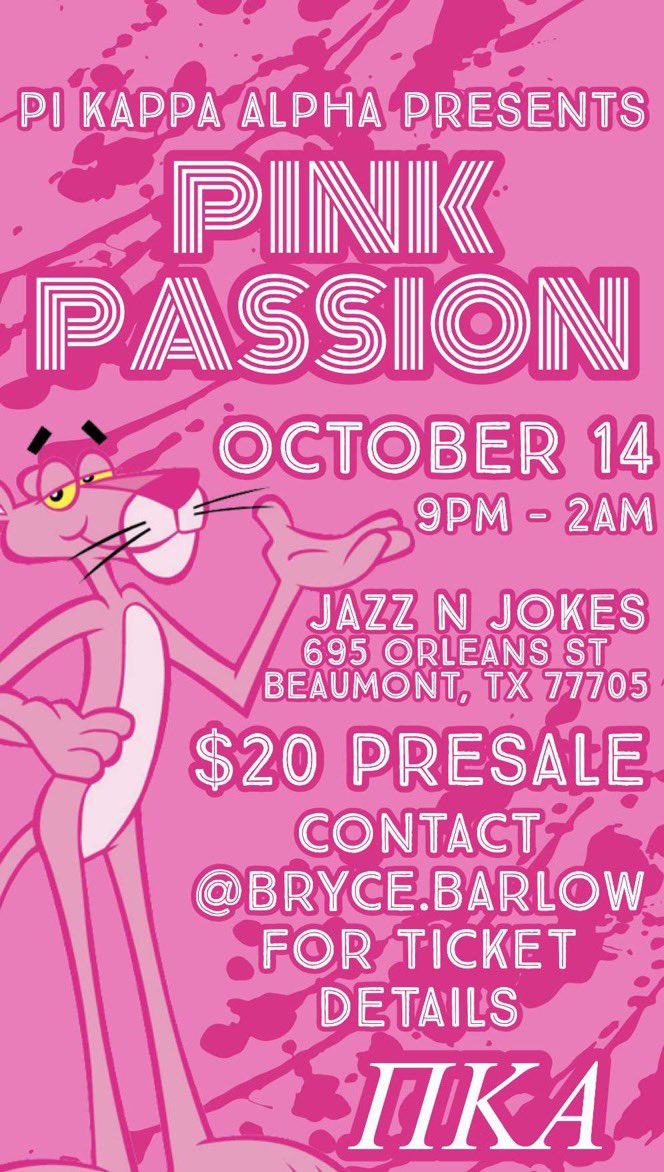 PINK PASSION XLVII IS HAPPENING THIS FRIDAY (10/14) ‼️

LIMITED PRE-SALES LEFT, DON’T MISS OUT 👀

@BarlowBrycee, <a href="/chaseur_/">CHASE.</a>,
@vishalmundodi for more info. 🦩
