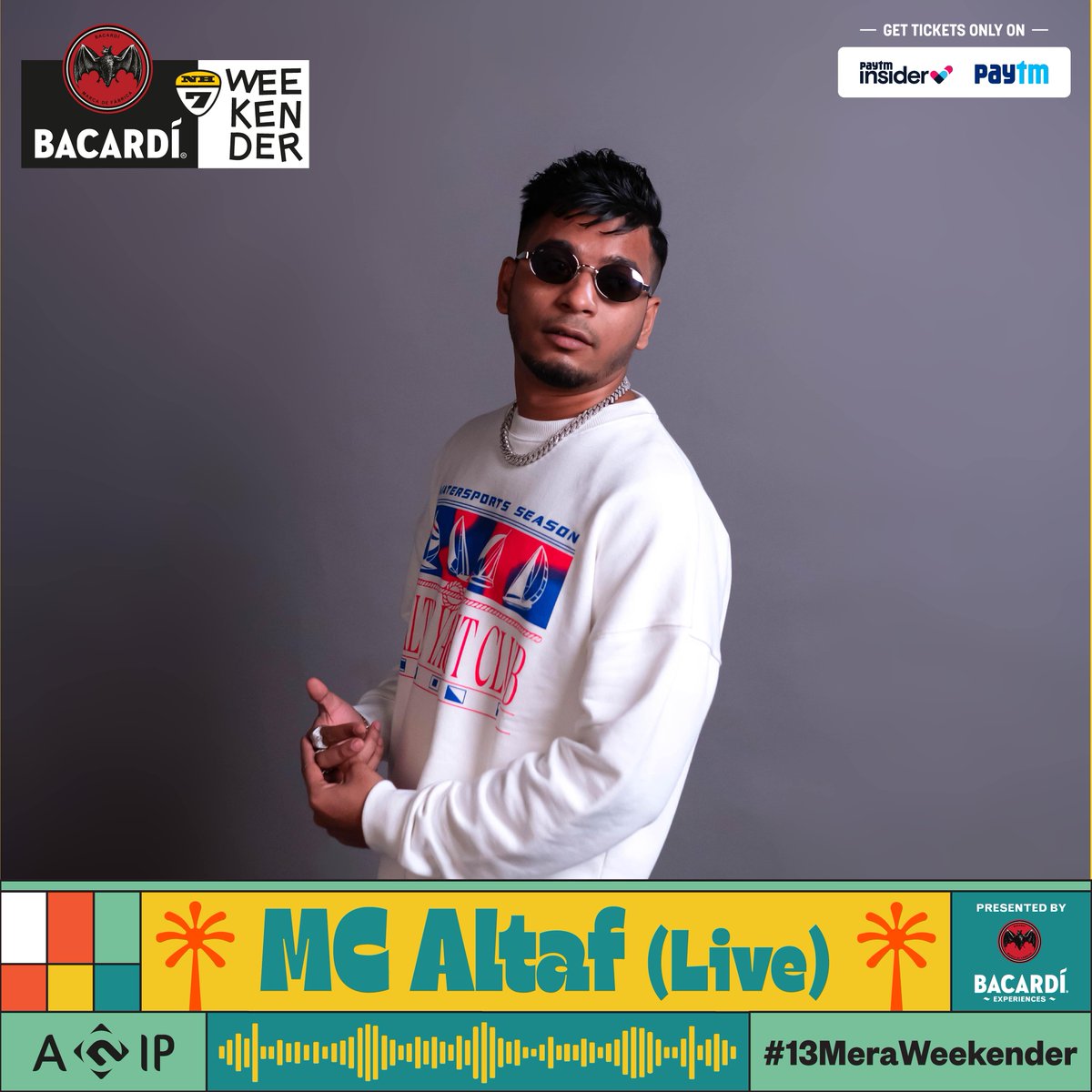 NH7's tweet photo. @mcaltaf2 has been showcasing his formidable abilities, creating his own lane in the ever-growing Indian Hip Hop scene. Having featured in Zoya Akhtar’s Gully Boy, he brings lyrical flair & topical ingenuity in his collaborations.
#BACARDÍNH7 #13MeraWeekender #LineUp2022 https://t.co/Y5abXpgTds