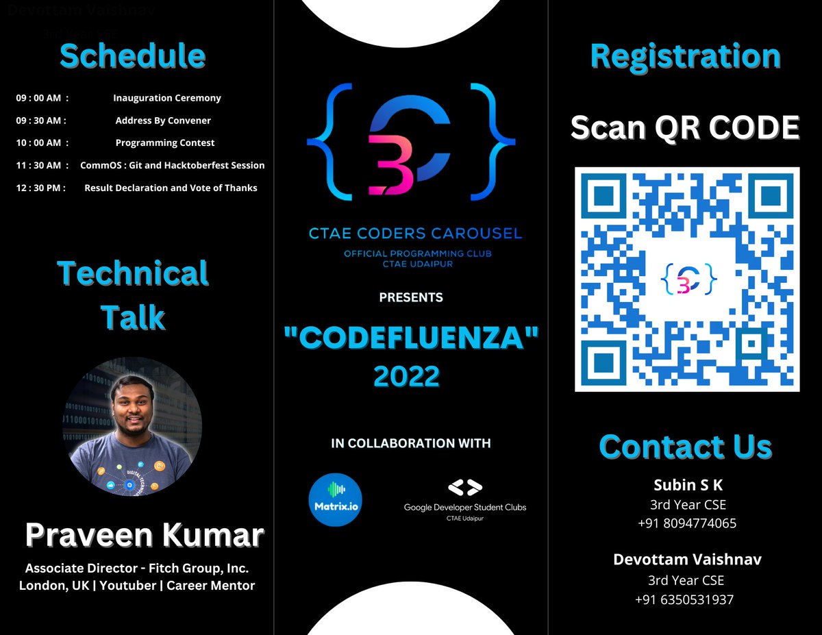 ctae_coders's tweet photo. 🔗 Registration Link - https://t.co/eHRHH3BKcc
📍Venue: Conference Hall, EE Department, CTAE Udaipur
🕐Timing: 9 AM onwards https://t.co/dsTg4tsTFP