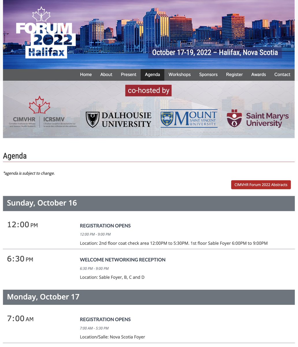 CIMVHR_ICRSMV's tweet photo. Have you looked at the #CIMVHRForum agenda? From roundtables, speaker sessions and workshops to research poster presentations and receptions, there is something for every attendee. https://t.co/XicUP29c47. https://t.co/YQGT94BL7k