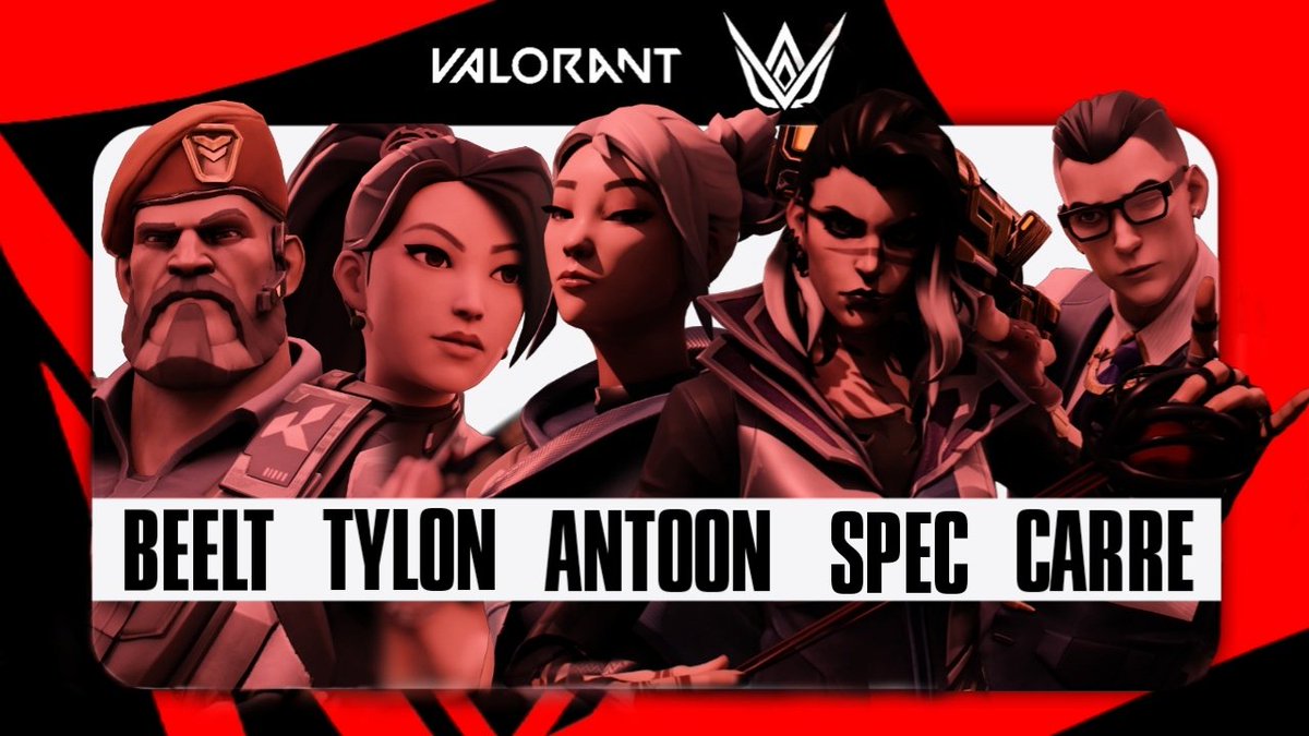 #PRESENTACION | VALORANT
 
Desde Also tenemos el placer de presentar a nuestro nuevo rooster de Valorant 🤭

👤 @Carre1x
👤 <a href="/Beelt11/">ZNN beelt</a>
👤 <a href="/tylonnn_/">tylonn_</a>
👤 <a href="/Antoon013/">Antoon 🏆</a>
👤 <a href="/Spec2Die_/">SpecTec</a>

¡Bienvenidos al club! 💪😈

#WeAreAlso 🦅