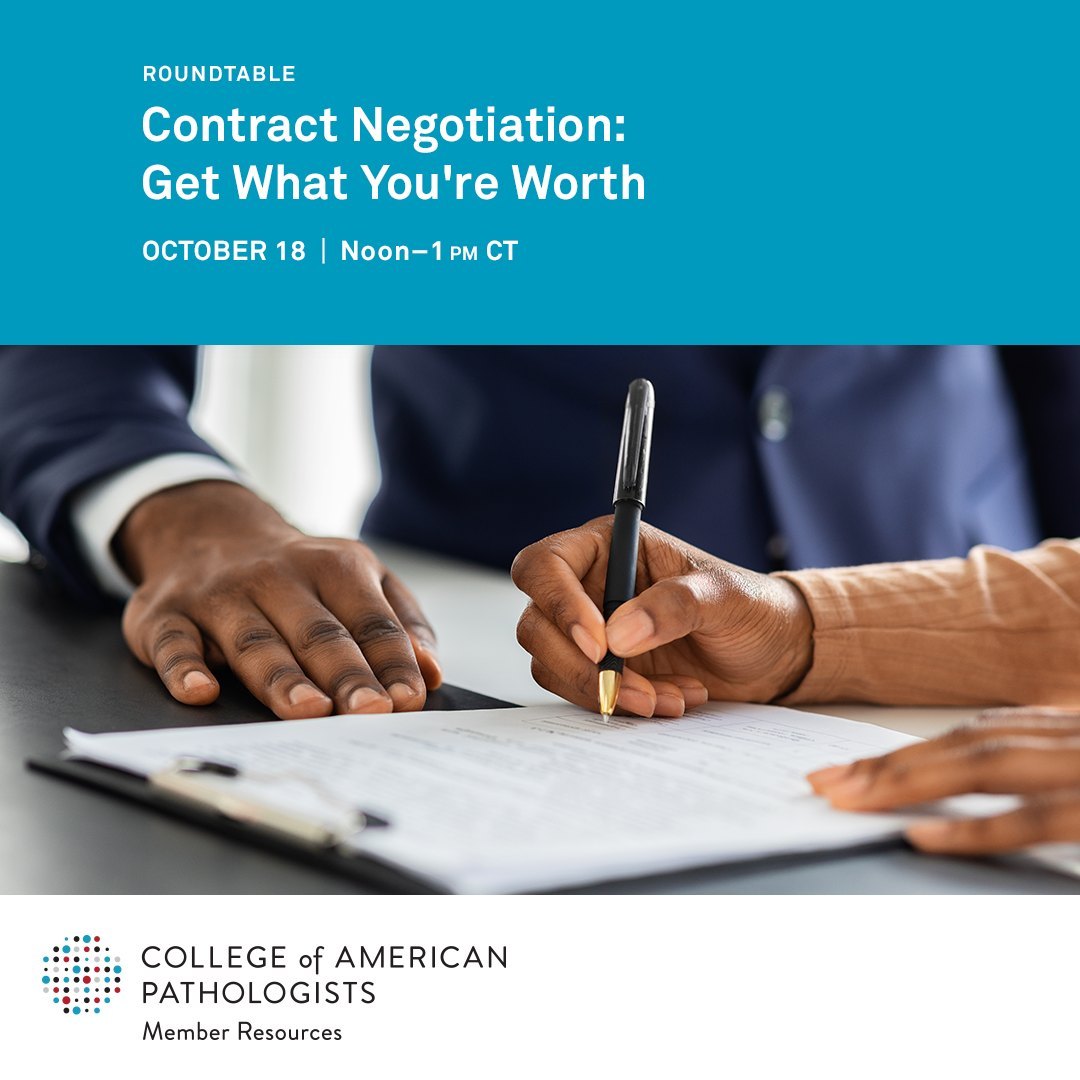 Don’t leave money on the table when you’re negotiating your employment contract. Learn essential contract elements, how to negotiate, and potential pitfalls from the pathologist perspective on 10/18 @ 1PM, CT.

Register Today: capatholo.gy/3fbWJhd
