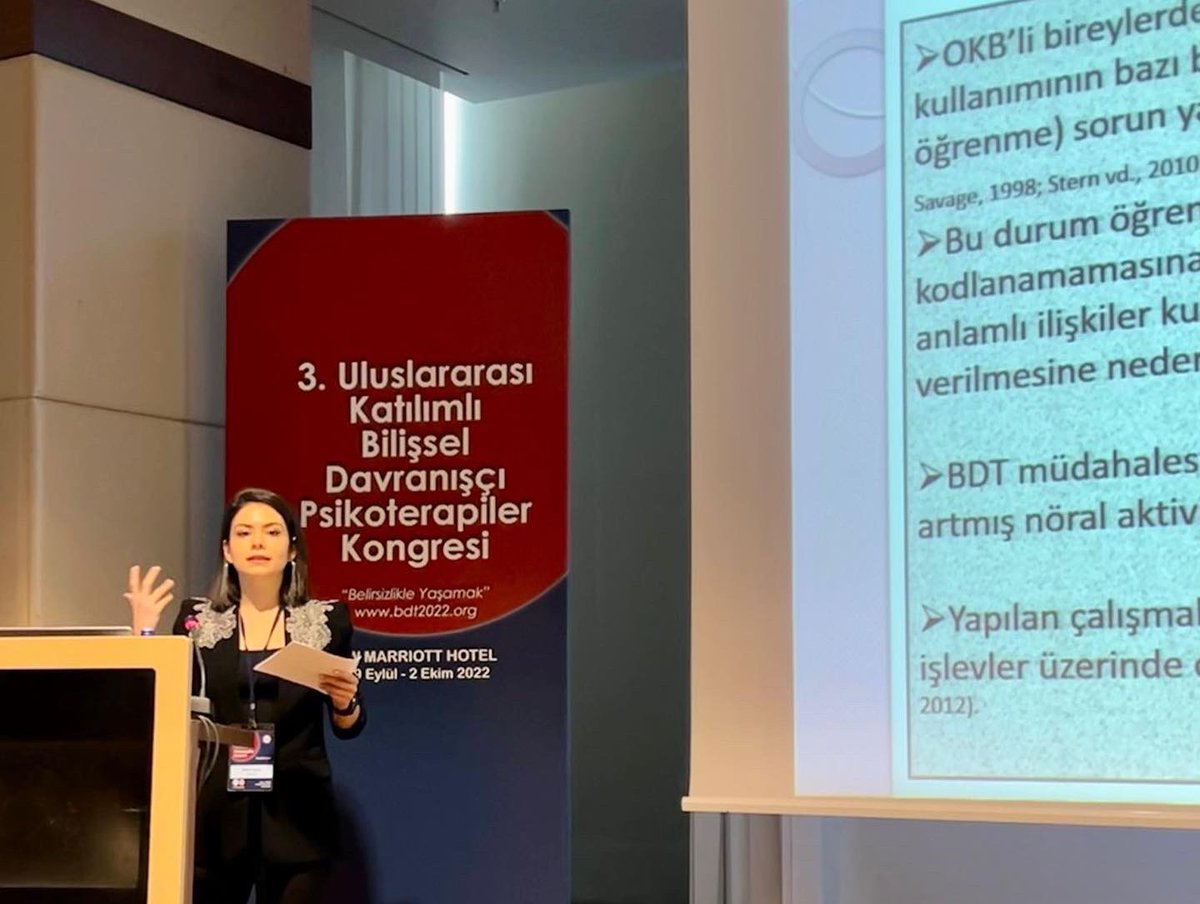 baubrainlab's tweet photo. 3. Uluslararası Katılımlı Bilişsel Davranışçı Psikoterapiler Kongresi’nde “Obsesif-Kompulsif Bozuklukta Kodlama, Hatırlama ve Üst-biliş Süreçleri Arasındaki İlişkilerin Bilişsel Davranışçı Terapi Etkinliğine Göre Değişimi” projemizden iki sunumla yer aldık. #baubrainlab #bdt https://t.co/7hPQCu6Kzf