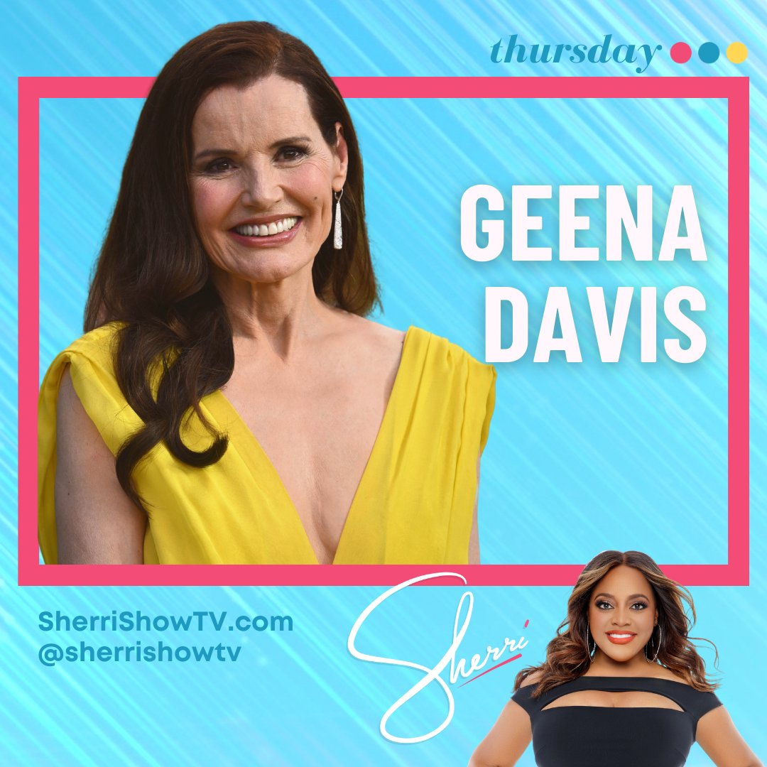 FOX5Atlanta's tweet photo. TODAY at 11, Oscar-winning actress #GeenaDavis tells @sherrieshepherd about her new memoir, #DyingOfPoliteness: A Memoir by Geena Davis. Plus, #MarriedToMedicine's @AbsolutelyQuad cooks up something delicious and dishes about her new cookbook, #CookingWithMissQuad! 
#SherriShowTV https://t.co/f77wUZygKr