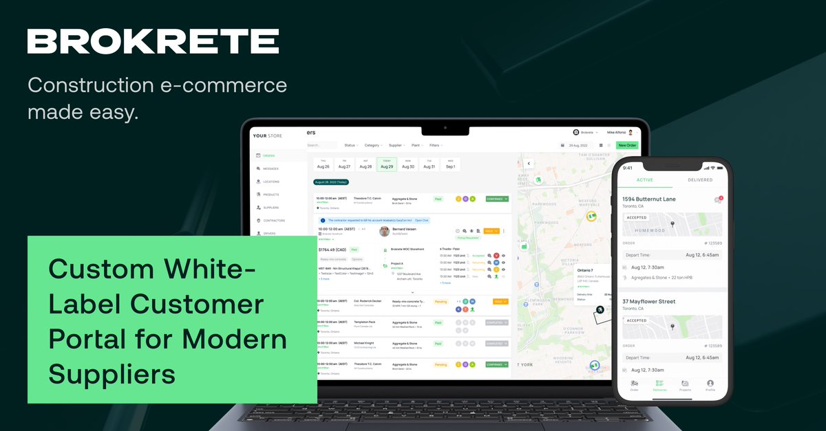 brokreteinc's tweet photo. Running a construction supply company can be hard on a good day.

That's why we built software from the ground up to solve the everyday pains you go through. From order entry to after funds are deposited in your bank, the Brokrete Platform enables you to do more in less time. https://t.co/L832o6M8h5