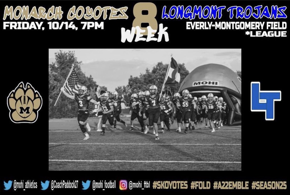 mohi_football's tweet photo. The season continues… #week8 #mohifootball #monarchfootball #skoyotes #80027 #80027strong #FOLD #a22emble #season25 https://t.co/pZy9nGTeOb