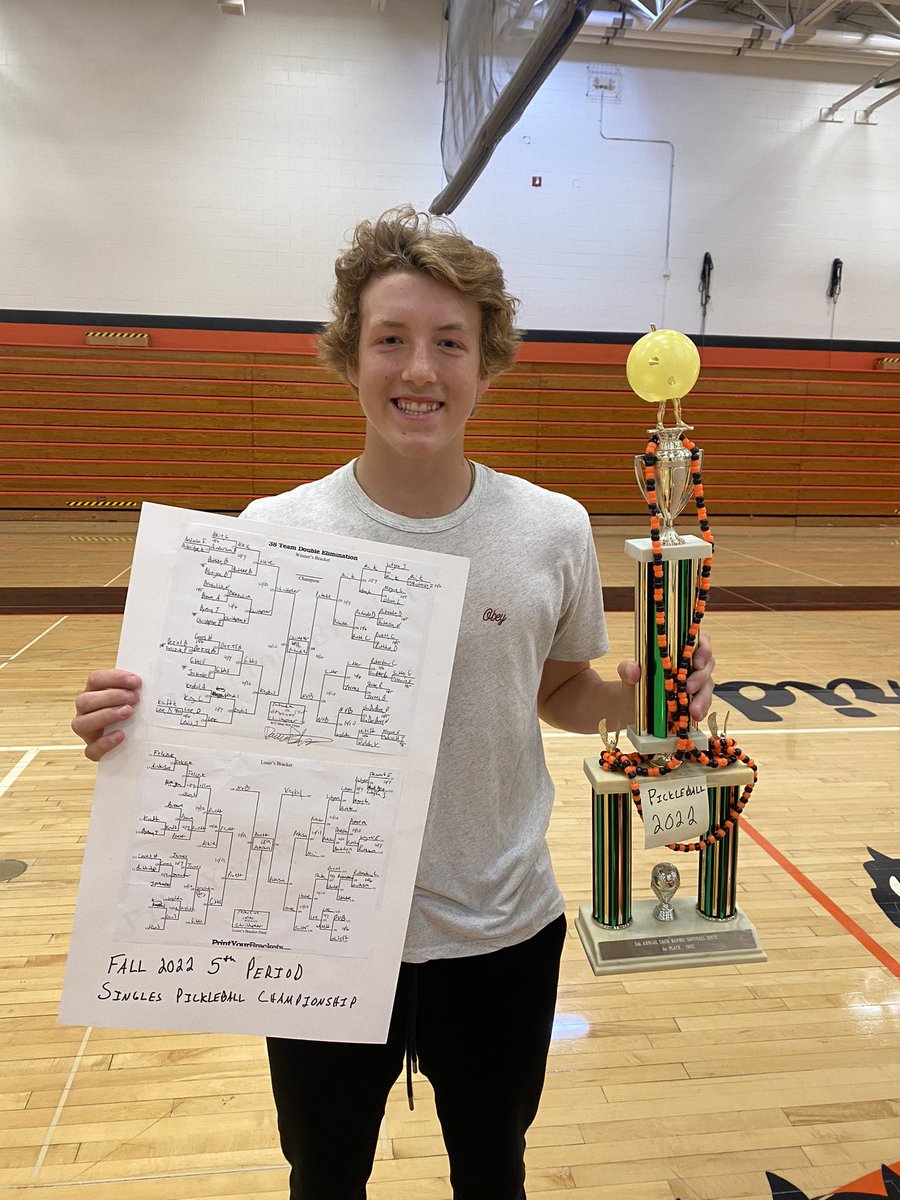 Jacobs12Erik's tweet photo. There it is! Our first championship of the ‘22-‘23 racquet sports campaign goes to 10th grader Dominic! It was a gritty performance with multiple victories by the minimum 2 points during his journey through a 38 player double elimination tournament! @PHSTigersMN https://t.co/vanrNw5REs
