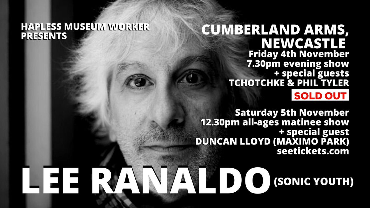 Only 17 tickets left to see @leeranaldo at his afternoon gig at @thecumby in Newcastle on 5th November (evening gig on 4th is sold out) with special guest @D_Lloyd_Music of @maximopark seetickets.com/event/lee-rana…