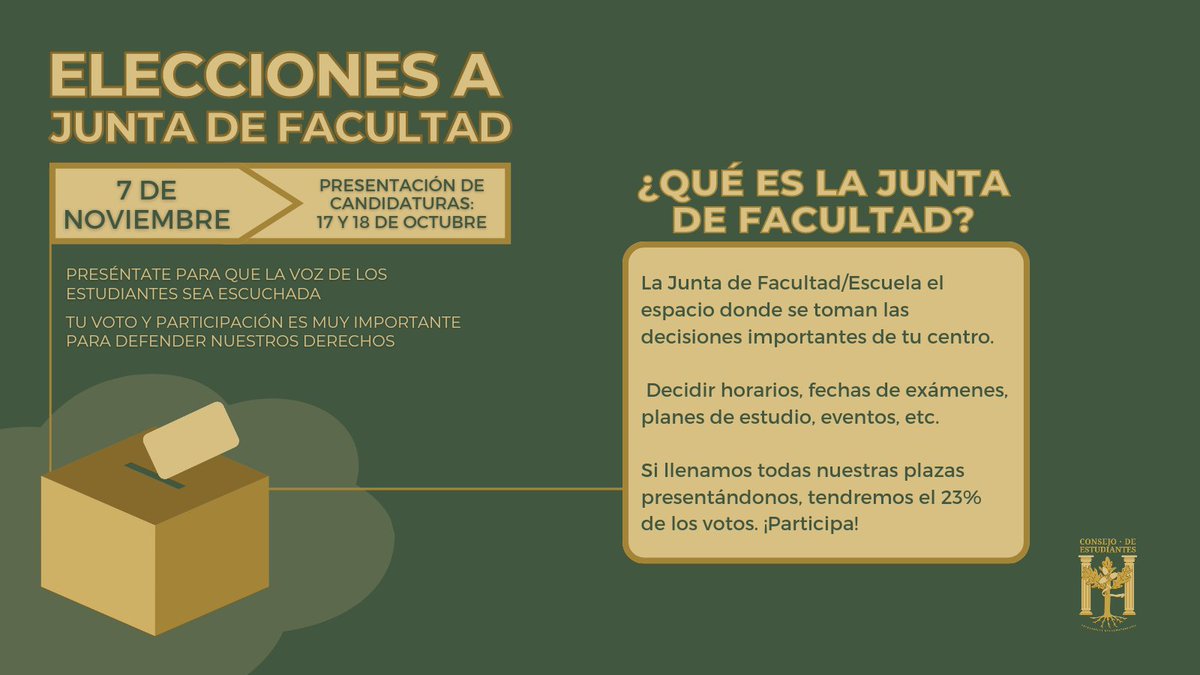 🗳️ 𝗽𝗿ó𝘅𝗶𝗺𝗼 𝗹𝘂𝗻𝗲𝘀 𝘆 𝗺𝗮𝗿𝘁𝗲𝘀... ¡Da el paso! ¡Participa en la Universidad!
Si tenéis cualquier duda no dudéis en contactar con nosotros