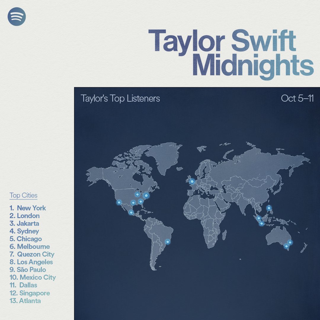 🏆| La Ciudad de México fue la décima ciudad que mas escuchó a Taylor Swift está semana 🔥