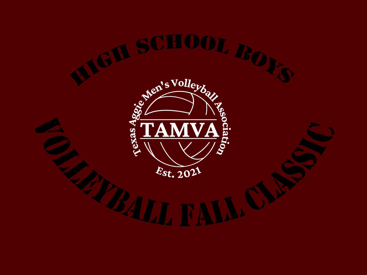 Texas Aggie Men's Volleyball Association is hosting a FREE high school boys tournament Nov. 12th! Register your school team here! tamva.org