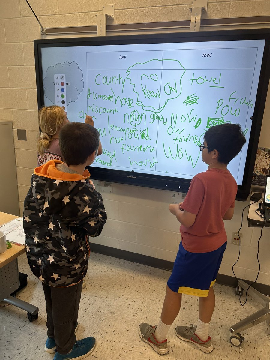 Students were so engaged during our brainstorming today, we ran out of room to write! We were using our /ou/ diphthong generalization to decide whether we should use ow or ou. Nice work friends! <a href="/BAM_MS_Official/">Brambleton Middle</a>