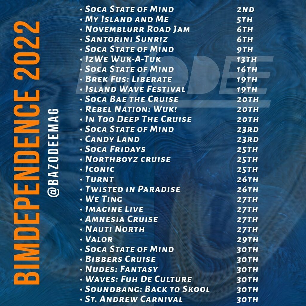 BazodeeMag's tweet photo. Here’s our 2022 Bimdependence Calendar outlining the events happening in November 2022, what some people are calling the second Crop Over of the year. You know what events you going to?
#bimdependence #bazodeemag #barbados #november #events https://t.co/VmUTCWGbQP https://t.co/Y85vngDDsa