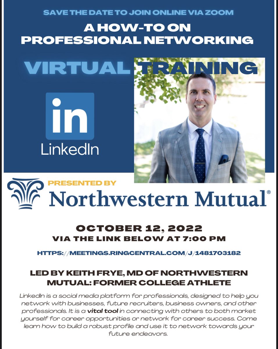 Tonight!! If anyone is interested in learning how to professional network!! Hope to see you all in attendance. Here’s the link: MEETINGS.RINGCENTRAL.COM/J/1481703182