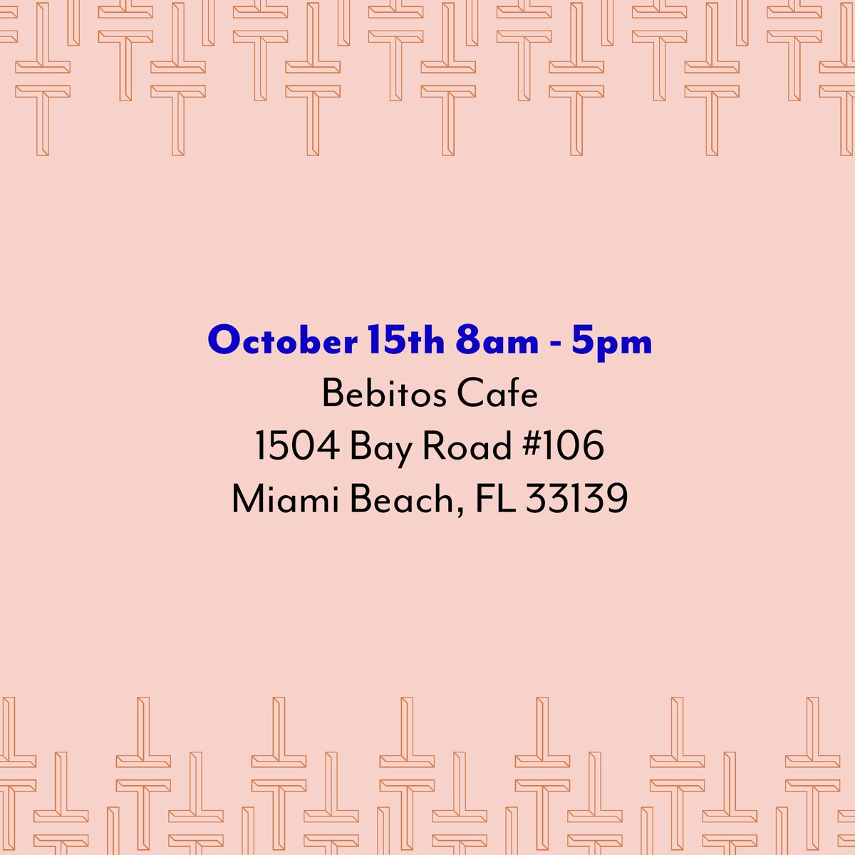 MIAMI! Come visit us at Bebitos Cafe this Saturday. Come by for exclusive swag + MORE 💙