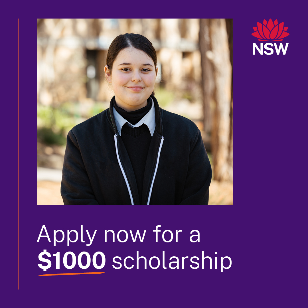 Youth Development Scholarships 2023!  Eligibility:  studying in Year 10, 11 or 12 in NSW:
- at a NSW high school 
- equivalent at a TAFE college / Pathways
- doing a school-based apprenticeship or traineeship 
- home schooled

hubs.li/Q01nRSq00

<a href="/LilaMularczyk/">💧Lila Mularczyk OAM JP FACE FACEL💗🌈</a> <a href="/NSWEducation/">NSW Dept of Education</a>