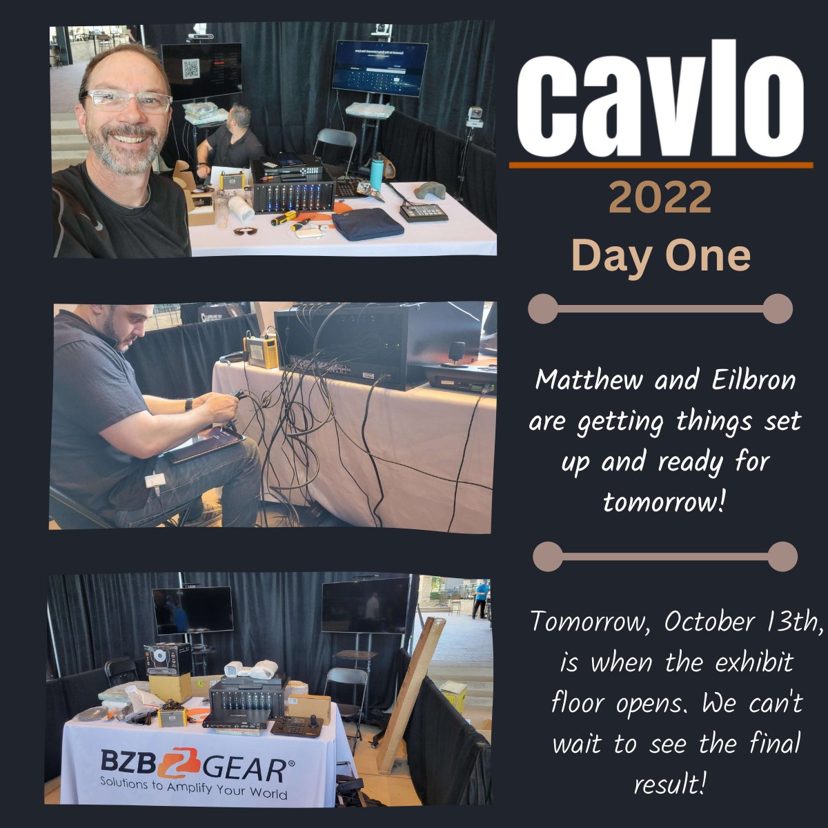 BZBGear's tweet photo. We'll keep you updated on what happens today and tomorrow at the @cavlo_tech Tradeshow! Also, we want to thank Matthew Allison and Eilbron Khoshabeh for all the hard work!

#cavlo2022 #cavlotech #avtweeps #proav #broadcasting #ArlingtonTX #cavlotexas https://t.co/hRCEDTBNEq