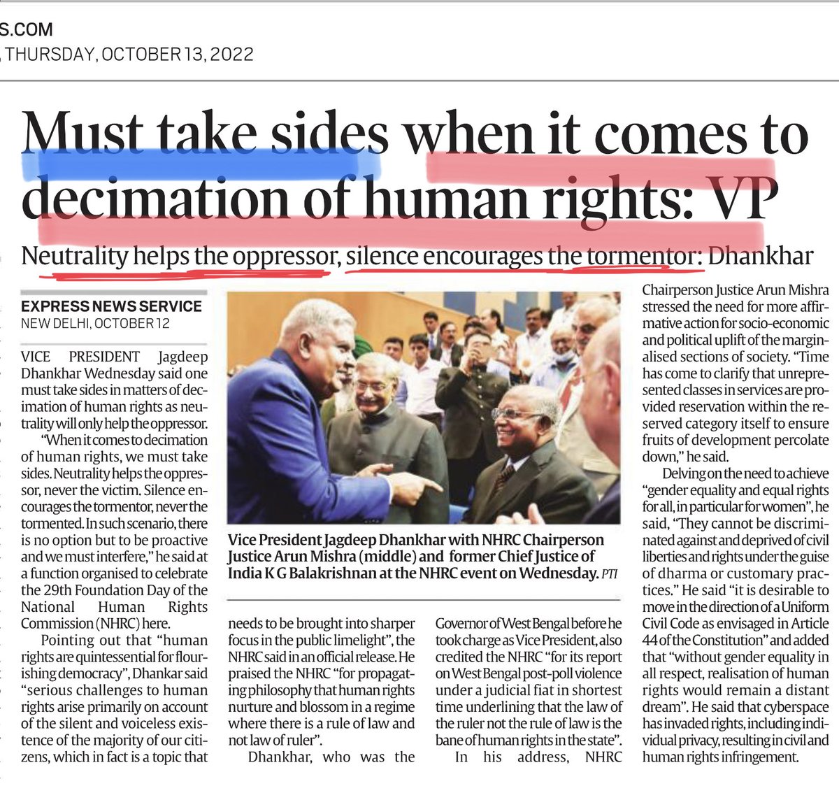 The sage advice of Hon’ble VP ⁦<a href="/jdhankhar1/">Pawan choudhary</a>⁩ must be the sacred duty of every citizen . What fine words of wisdom 💐💐💐!