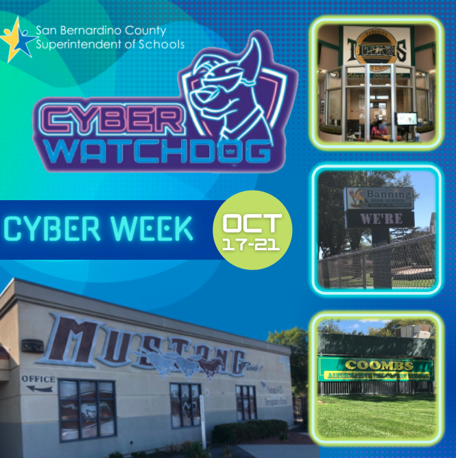 SBC_Alliance's tweet photo. #CyberWatchdog has arrived to #inlandempire schools & will launch during #Cyberweek22 (Oct 17-21)
@SBCountySchools @SBCo_Supt_Ted @cascience @SBC_ROP @CaliforniaCTE @CareerVillage @CAROCP_CTE @CTEWorks @CTE_Chat
#STEM #TransformingLives #sbcss
Watch https://t.co/mySrl2Z3K3 https://t.co/1hVmI1NXy1