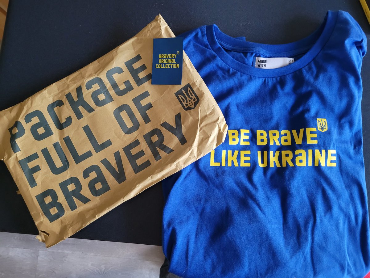 stadevene's tweet photo. Bravery doesn't always choose those in power. It gives power. Bravery is being Ukraine. 
Thanks to @ZelenskyyUa for promoting.
#madewithbravery #bravemerch #SlavaUkraini #slavaukraine https://t.co/97UUcoB9tb
