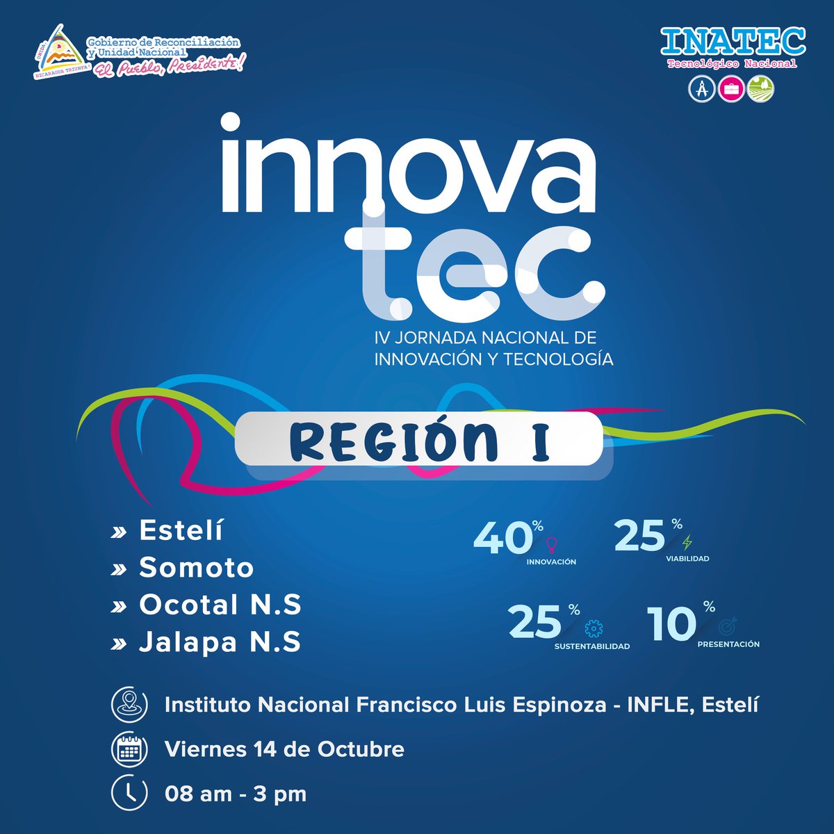 Viernes🔖 Gran Festival Regional de INNOVATEC 2022 en su IV Jornada Nacional de Innovación y Tecnología.
#SoyTecNicaragua🇳🇮🧑‍💻🎊