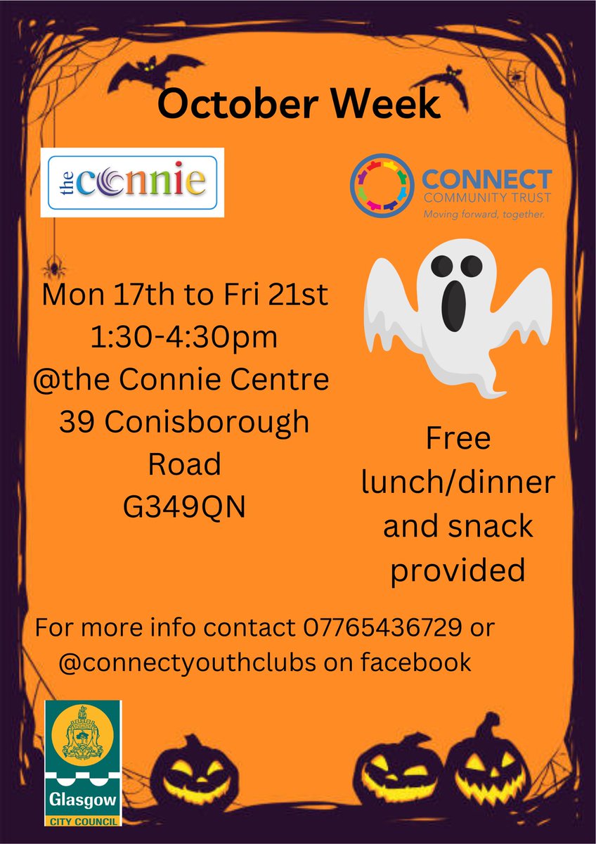 ‼️‼️OCTOBER WEEK‼️‼️

We have uploaded our times and days for October week for all 3 centres.. info below👇 

We hope to see everyone there for a spooktacular time 👻🦇🎃 we have a great week planned for all young people P1+ <a href="/TrustConnect/">WELLmens Club</a>