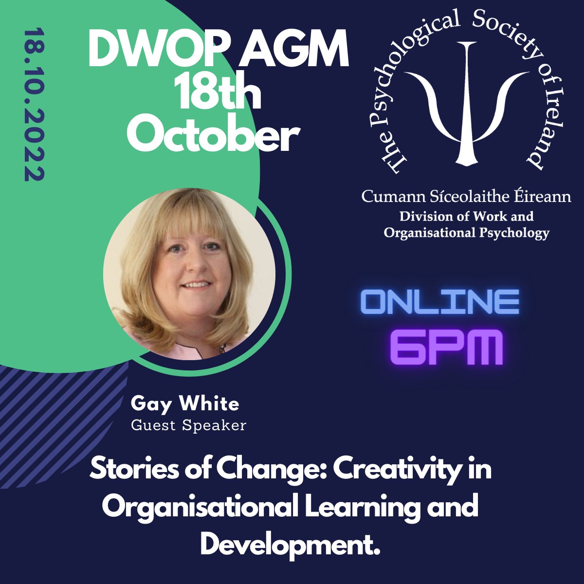 dwopireland's tweet photo. Calling all members! The #DWOP #AGM is online next Tues the 18th of October at 6pm. Check your inbox for your invite. Really looking forward to our guest speaker Gay White president @iitd_ireland https://t.co/Qv95W9XKG3