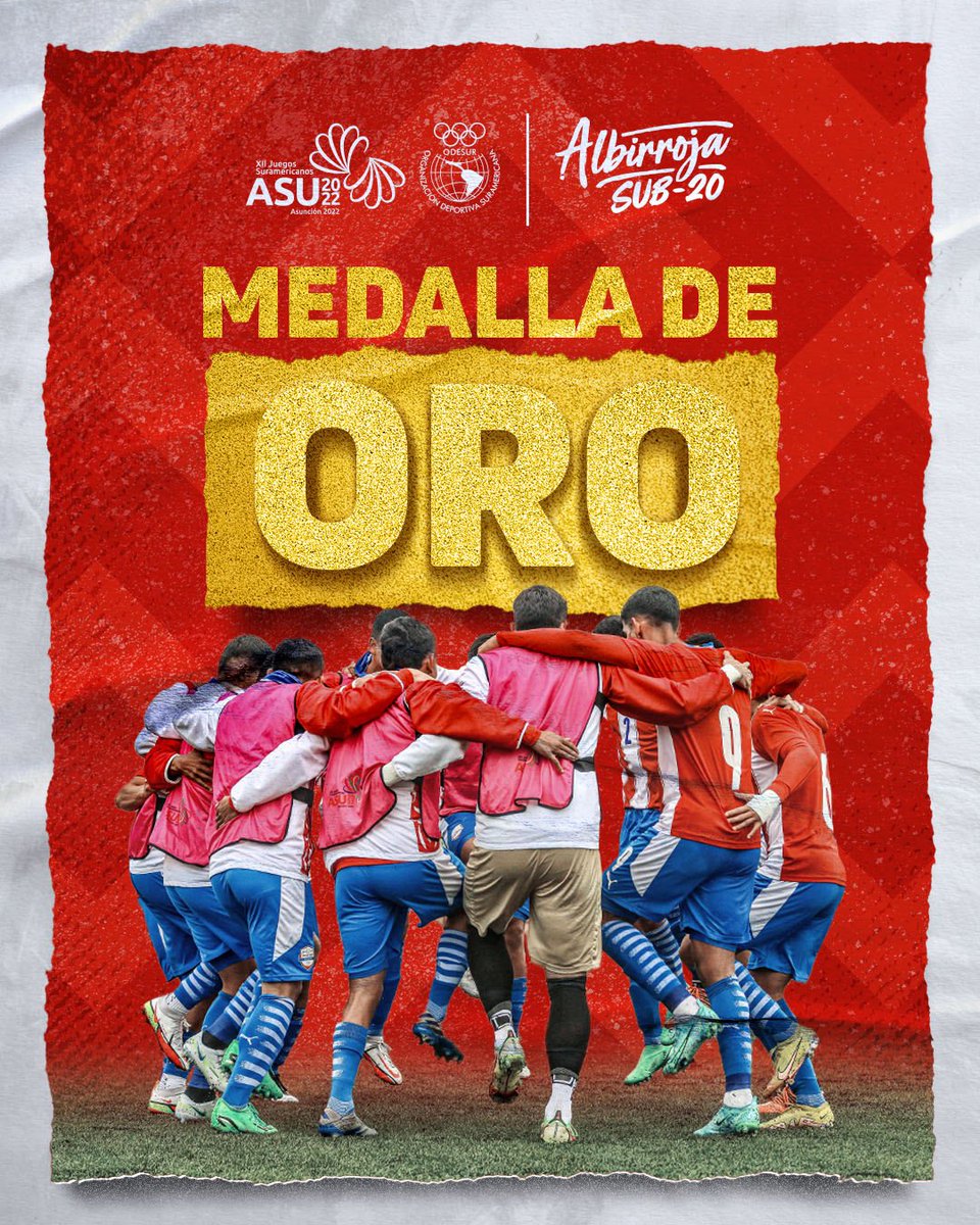 𝔼𝕃 𝕆ℝ𝕆 𝕊𝔼 ℚ𝕌𝔼𝔻𝔸 𝔼ℕ ℂ𝔸𝕊𝔸 🥇👊

En fútbol, la #AlbirrojaSub20 ⚪🔴 se sitúa en lo más alto del podio en los Juegos Suramericanos <a href="/asu2022oficial/">Asunción 2022</a> 🏅

¡𝘾𝙤𝙣 𝙥𝙚𝙧𝙨𝙤𝙣𝙖𝙡𝙞𝙙𝙖𝙙 𝙮 𝙙𝙚𝙩𝙚𝙧𝙢𝙞𝙣𝙖𝙘𝙞ó𝙣, 𝙨𝙤𝙢𝙤𝙨 𝙘𝙖𝙢𝙥𝙚𝙤𝙣𝙚𝙨! 

#ASU2022 🇵🇾