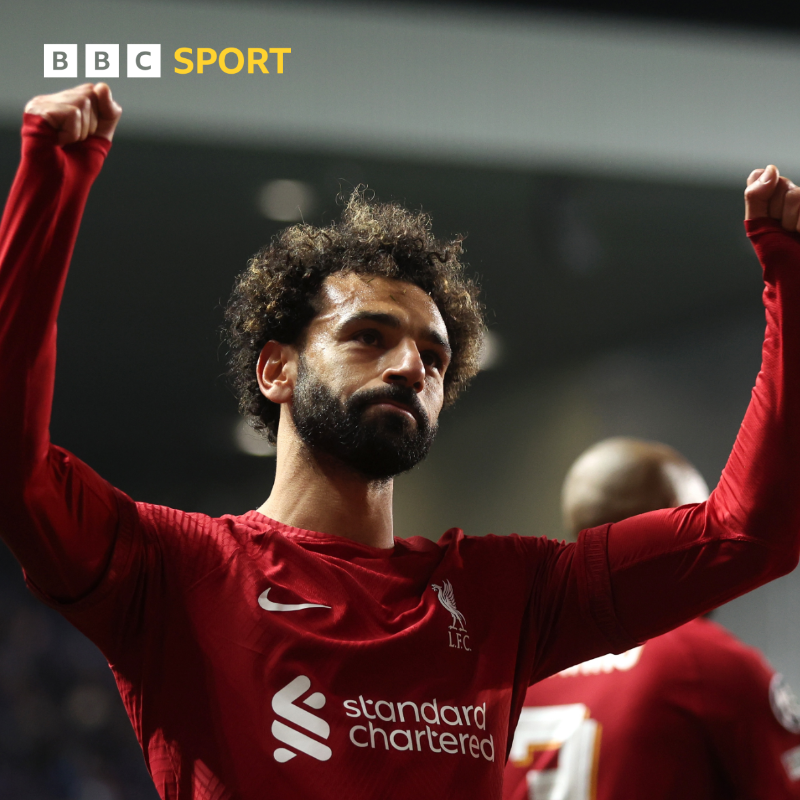 BBCSport's tweet photo. 🪄 Firmino masterclass

⏰ Salah scores fastest-ever #UCL hattrick

☝️ Elliott's first Champions League goal

WHAT a night for Liverpool! 🔴

#RANLIV #BBCFootball