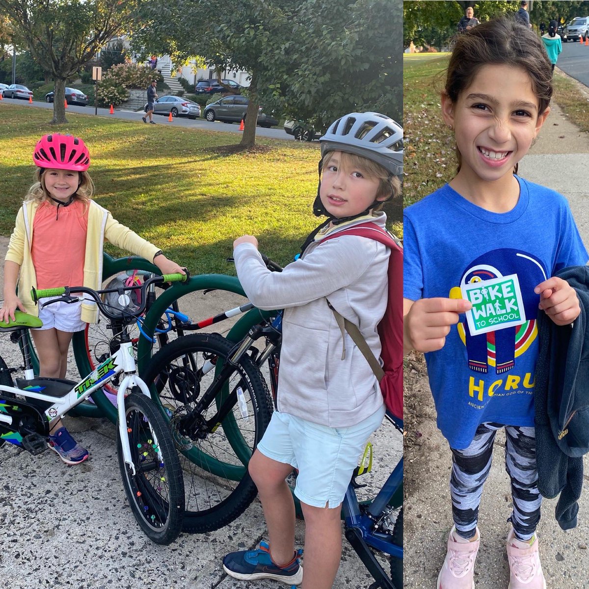 JamestownAPS's tweet photo. What a beautiful morning for Walk and Bike to School Day! We loved seeing all the smiles as students arrived this morning. Getting exercise at the beginning of the day is helpful preparing our mind & body for learning. #APSWALKTOSCHOOL @APSVirginia @monicaroache @APSHPEAthletics https://t.co/8WZnJ70Joj