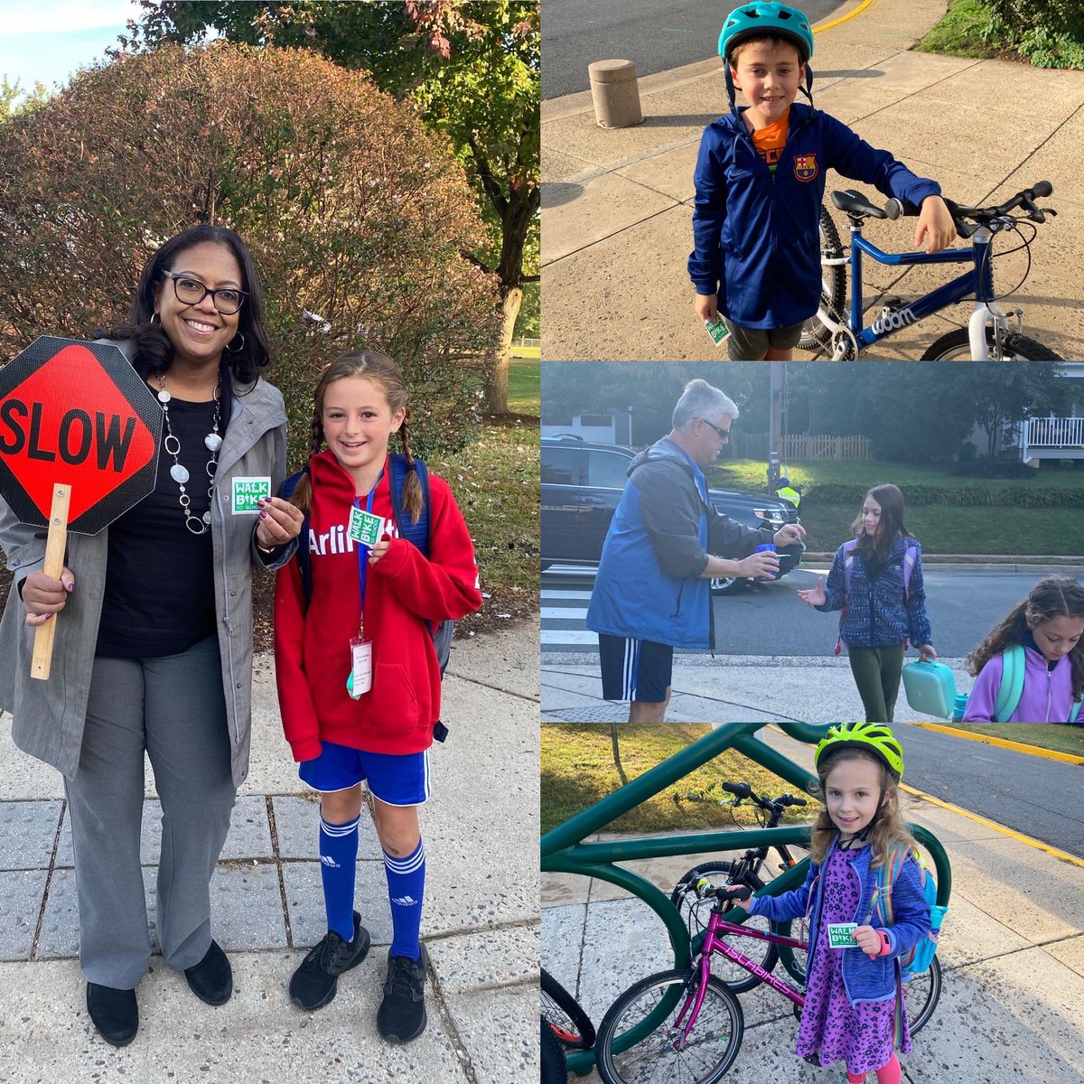 JamestownAPS's tweet photo. What a beautiful morning for Walk and Bike to School Day! We loved seeing all the smiles as students arrived this morning. Getting exercise at the beginning of the day is helpful preparing our mind & body for learning. #APSWALKTOSCHOOL @APSVirginia @monicaroache @APSHPEAthletics https://t.co/8WZnJ70Joj