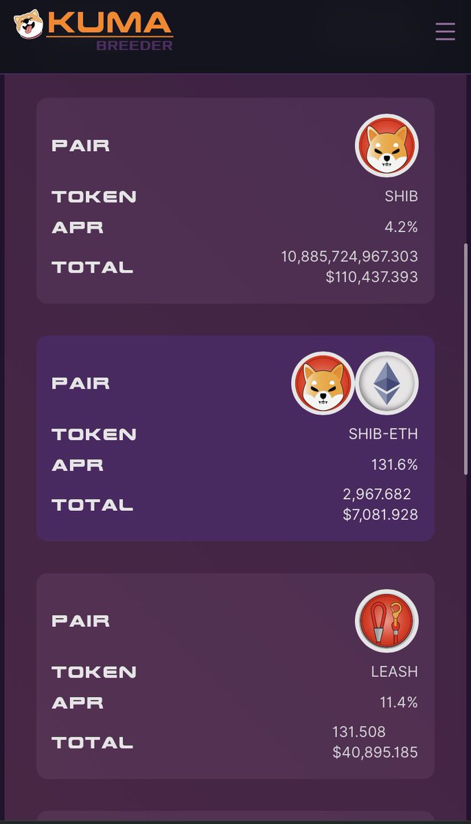 KumaAstronaut's tweet photo. @ShibRecap Over $100k worth of #Shib is being staked on #KumaBreeder 👀
Earn $DKUMA by staking popular crypto tokens 
Utility + Voting power ✅
Earn $USDC by staking $DKUMA (coming soon)
@KumaSwapX https://t.co/6lsYHlmVWI