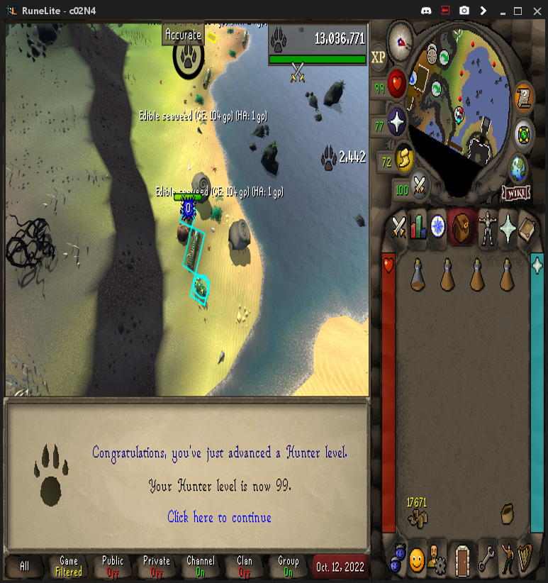 SirSquinch's tweet photo. 99 Hunter on the 2nd GIM! Only 4 levels away from getting rank 2 overall back! #Dynamic_Dolo #2mansolo #osrs https://t.co/ijfLLrIyt6