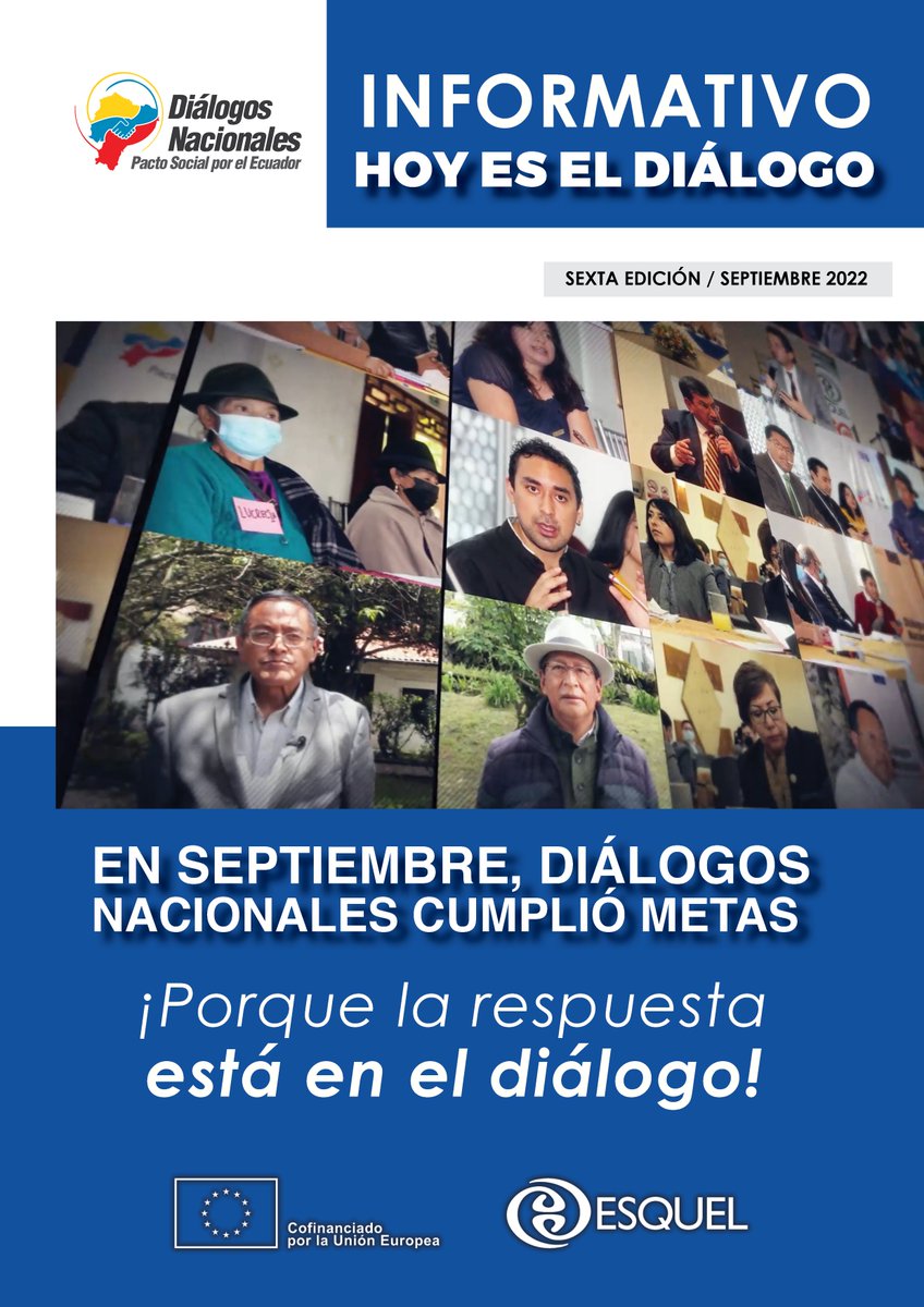 FundacionEsquel's tweet photo. 📚 #EsquelCLICEditorial | 📲Informativo #Diálogos Nacionales🤝
💪En #Septiembre, Diálogos Nacionales cumplió metas
Sexta edición / Septiembre 2022
© Fundación Esquel - Quito, 2022
¡Descárgalo ya! ⬇️
👉https://t.co/wlaJtqgTR8
📌@FundacionEsquel @UEenEcuador   | #EuropaSeSiene https://t.co/ddivNv1PAk