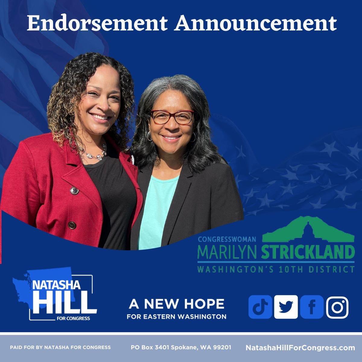 Excited to announce our Campaign for Change has been endorsed by Congresswoman Marilyn Strickland from WA 10CD. Thank you Congresswoman Strickland for your support, leadership, and incredible example of a Rep who listens to and works for the people of THIS Washington! Let’s go!