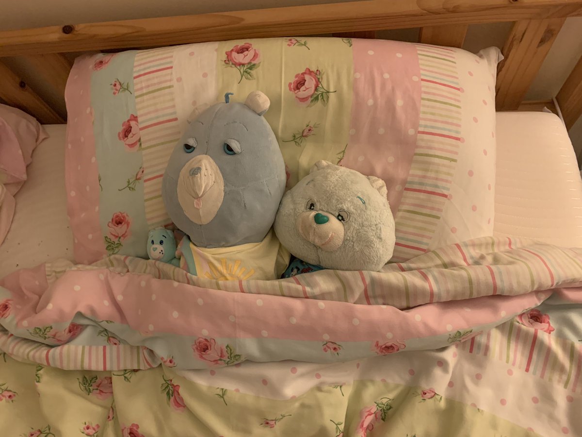 Scorpio_84's tweet photo. Pouf-Pouf & Bedtime Bear have made themselves comfy in my spot! #BedtimeBears https://t.co/O66S9zCHgb