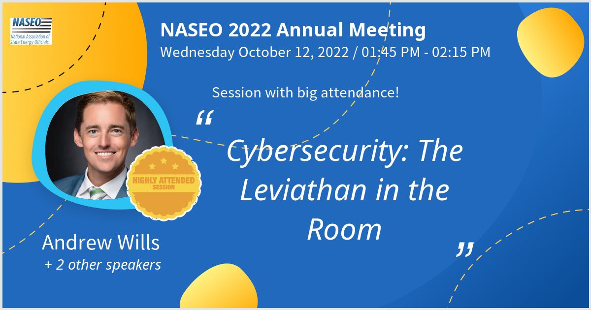 andrewcwills's tweet photo. ⁦@NASEO_Energy⁩ 2022 Annual Meeting on Cybersecurity: The Leviathan in the Room #NASEOAnnualMeeting22 #NASEOLive https://t.co/U519XZiS9D