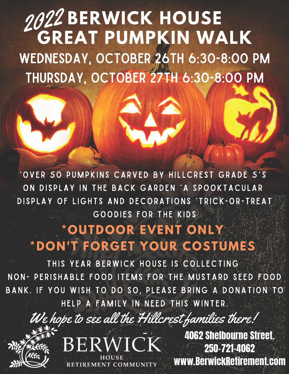 terrencelim61's tweet photo. @hillcreststars is proud to be partnering with Berwick Retirement Communities for the great pumpkin walk!#sd61 https://t.co/PuCsjHONN9