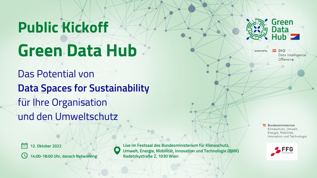 Green Data Hub - GDH (@greendatahub) on Twitter photo 𝗜𝗻 𝘄𝗲𝗻𝗶𝗴𝗲𝗻 𝗦𝘁𝘂𝗻𝗱𝗲𝗻 𝗶𝘀𝘁 𝗲𝘀 𝘀𝗼𝘄𝗲𝗶𝘁! Wir freuen uns schon sehr, dich gleich beim Green Data Hub Kickoff begrüßen zu dürfen! 💚
📆 12.10.
⏰ Einlass 13:30 Uhr, Beginn 14:15 Uhr
📍 Festsaal des BMK, Radetzkystraße 2, 1030 Wien
Bis gleich 😊
w/ <a href="/data_dio/">DIO – Data Intelligence Offensive</a> 𝗜𝗻 𝘄𝗲𝗻𝗶𝗴𝗲𝗻 𝗦𝘁𝘂𝗻𝗱𝗲𝗻 𝗶𝘀𝘁 𝗲𝘀 𝘀𝗼𝘄𝗲𝗶𝘁! Wir freuen uns schon sehr, dich gleich beim Green Data Hub Kickoff begrüßen zu dürfen! 💚
📆 12.10.
⏰ Einlass 13:30 Uhr, Beginn 14:15 Uhr
📍 Festsaal des BMK, Radetzkystraße 2, 1030 Wien
Bis gleich 😊
w/ <a href="/data_dio/">DIO – Data Intelligence Offensive</a>