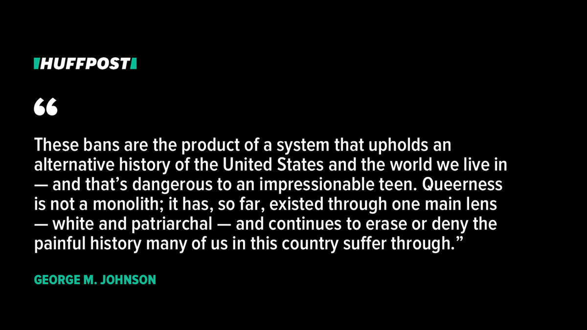 "Unfortunately, my sexual experiences have been deemed 'an issue' — pornographic by some," writes Johnson. "To be clear, this book is for ages 14-18 and it contains truths that many of us have experienced and are healing from." huffpost.com/entry/book-ban…